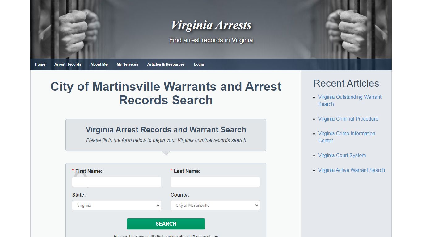 City of Martinsville Warrants and Arrest Records Search