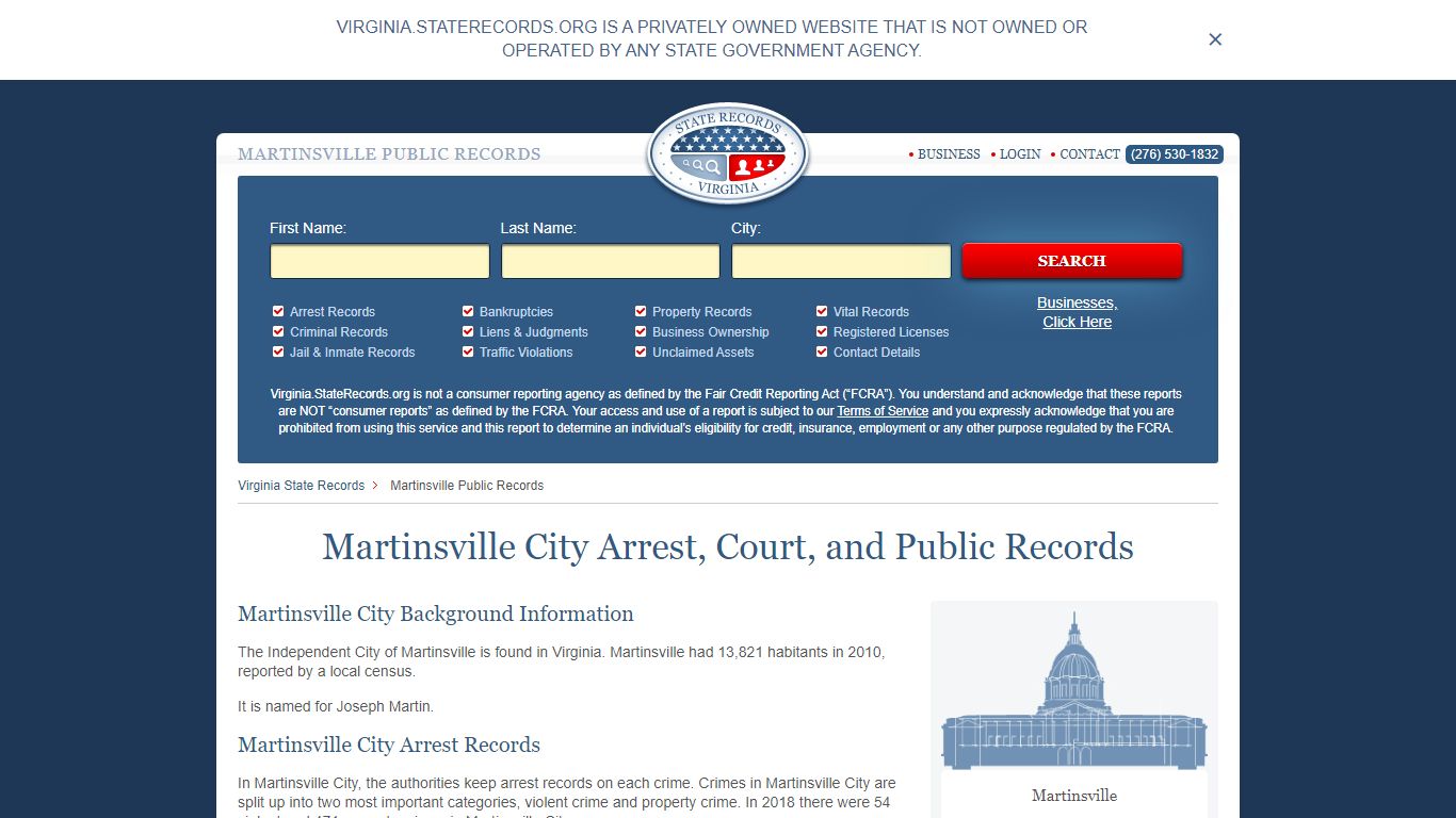 Martinsville Arrest and Public Records | Virginia.StateRecords.org