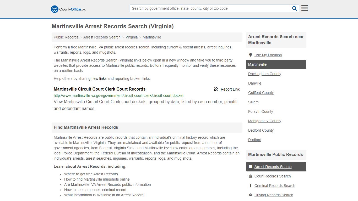 Arrest Records Search - Martinsville, VA (Arrests & Mugshots)