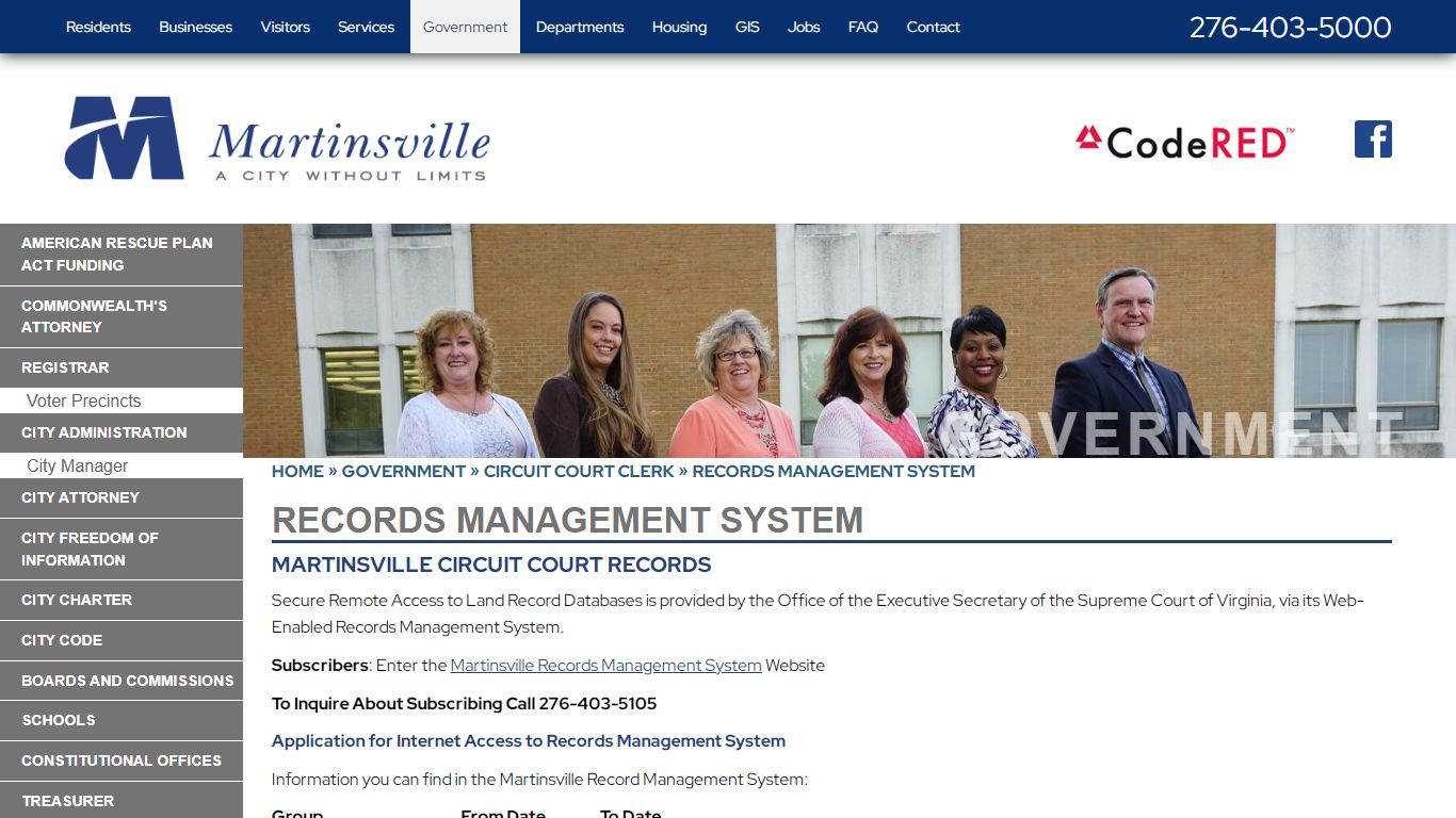 Records Management System - City of Martinsville Virginia